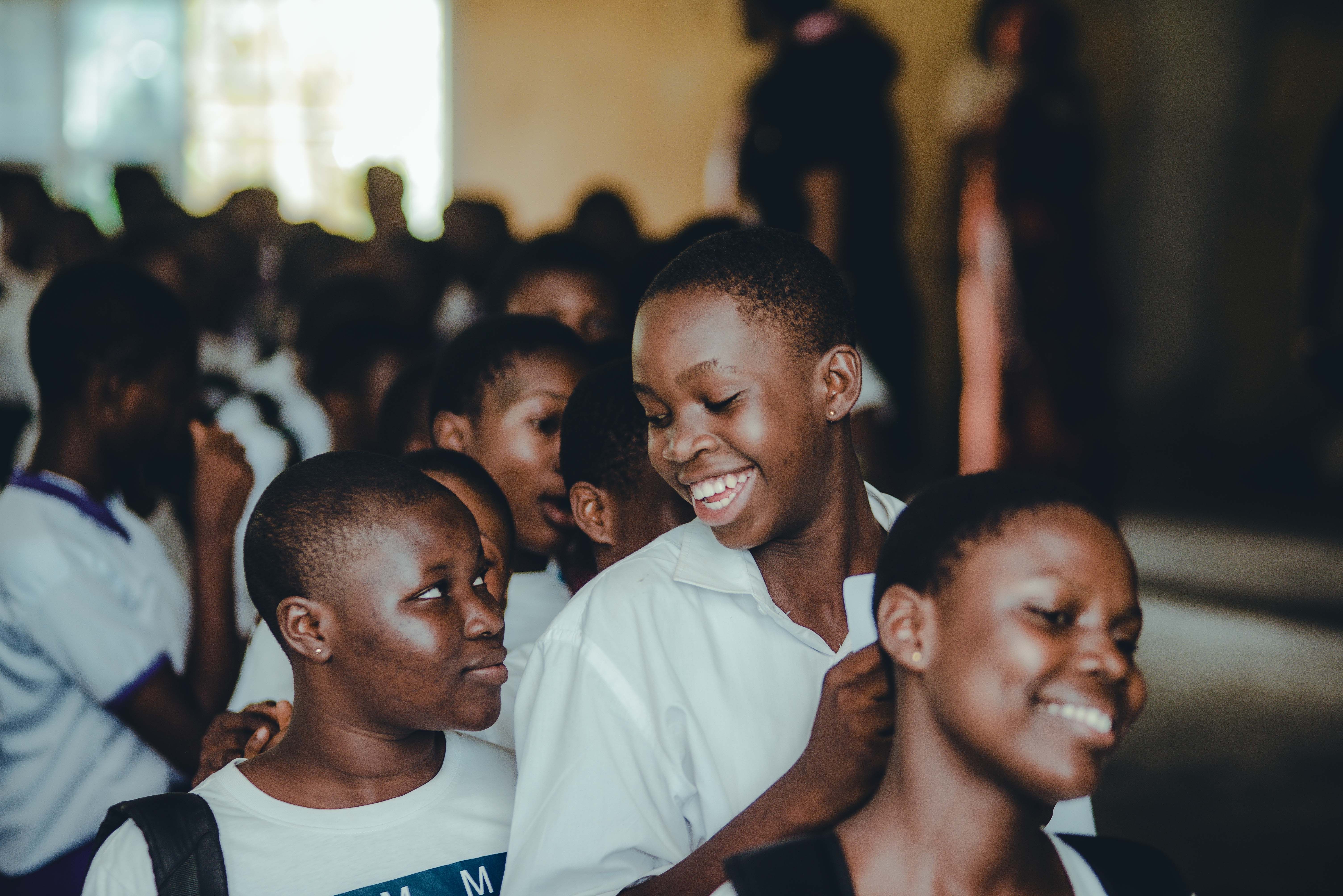 Children learning together in an African classroom